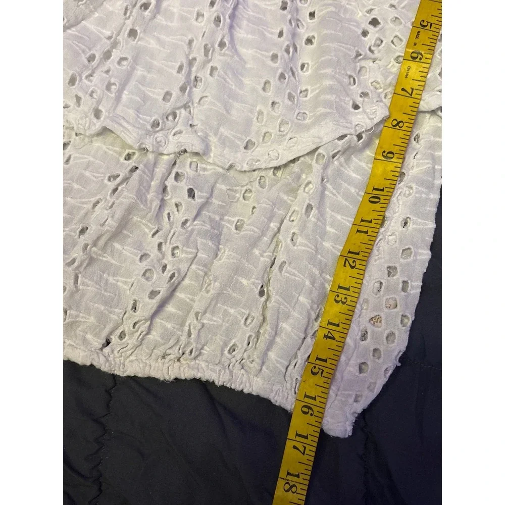 Free People Womens White Thrills + Frills‎ Eyelet Off Shoulder Crop Top Large